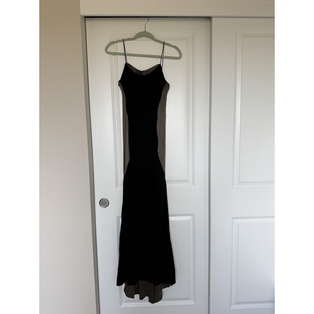 VTG yigal azrouel dress silk black maxi spaghetti strap SZ 4 Formal whimsical